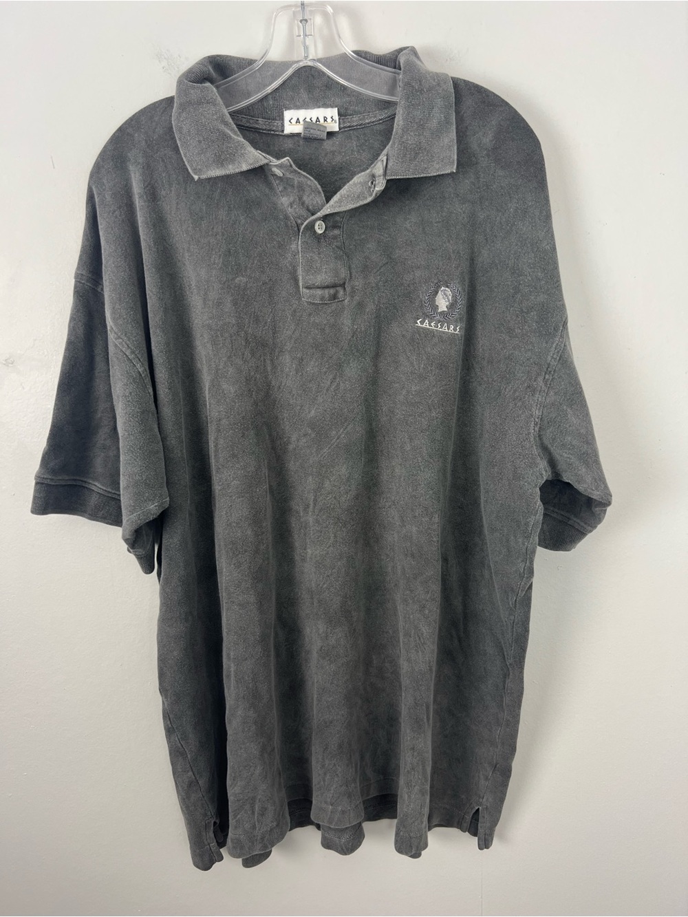 Ceasars Palace Men's Stone Washed Black Polo Shirt